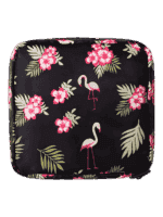 Mini trousse de toilette carrée avec plusieurs motifs modèle flamant rose Mini trousse de toilette carrée avec plusieurs motifs modèle flamant rose