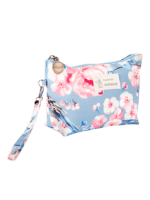 Liten vårblommig sminkväska med himmelsblått blommotiv Liten vårblommig sminkväska med himmelsblått blommotiv