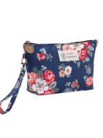 Pequeño neceser de maquillaje floral primaveral con motivo floral azul marino Pequeño neceser de maquillaje floral primaveral con motivo floral azul marino