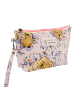 Petite trousse de maquillage florale printanière motif florale roses jaunes Petite trousse de maquillage florale printanière motif florale roses jaunes