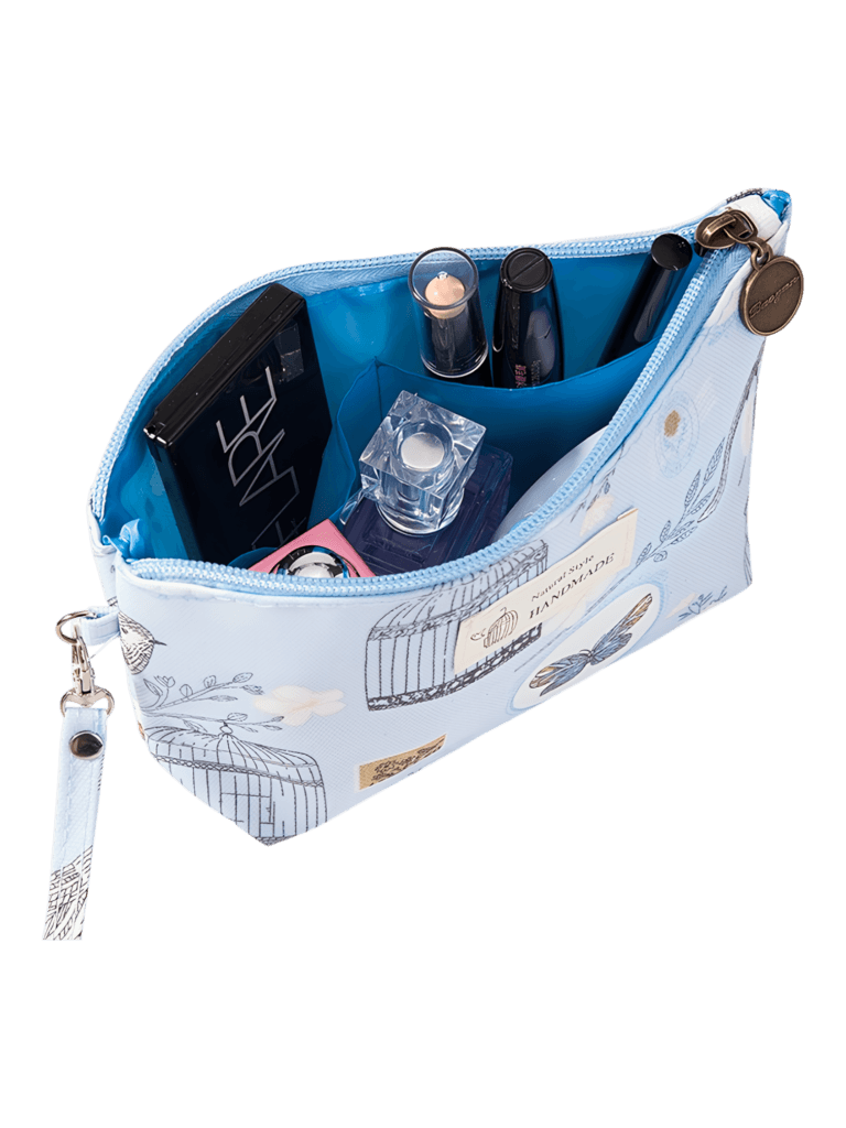 Petite trousse de maquillage florale printanière vue intérieure motif Petite trousse de maquillage florale printanière vue intérieure motif