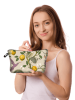 Bolso de maquillaje bucólico floral sencillo con modelo de limonero Bolso de maquillaje bucólico floral sencillo con modelo de limonero