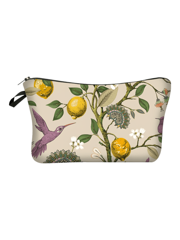 Sencillo neceser de maquillaje bucólico floral, estilo limonero