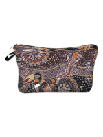 Schlichte Tribal-Ethno-Schminktasche mit Tukan-Salamander-Motiv Schlichte Tribal-Ethno-Schminktasche mit Tukan-Salamander-Motiv