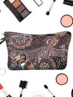 Semplice trousse etnica tribale con motivo di tucano e salamandra Semplice trousse etnica tribale con motivo di tucano e salamandra