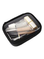 Transparent waterproof make-up bag in black with spacious single compartment Transparent waterproof make-up bag in black with spacious single compartment