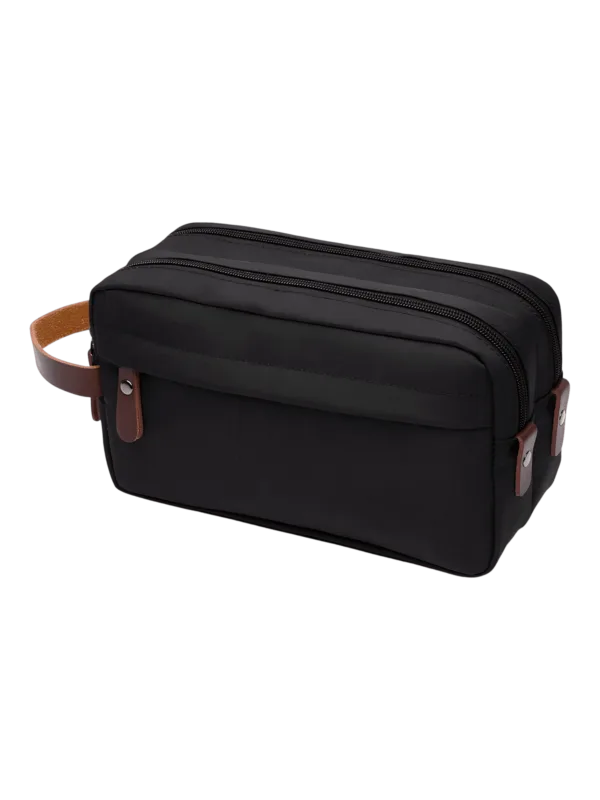 Trousse de toilette homme en toile imperméable couleur unie noir Trousse de toilette homme en toile imperméable couleur unie noir
