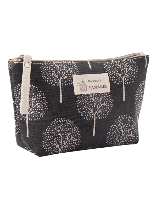 Saco de maquilhagem para mulher em tecido com motivos da natureza e arbustos de animais