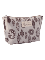 Neceser de maquillaje de mujer en tela con motivos de naturaleza y follaje animal Neceser de maquillaje de mujer en tela con motivos de naturaleza y follaje animal