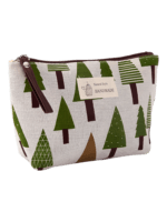 Trousse maquillage femme en tissu motifs nature et animaux sapins verts Trousse maquillage femme en tissu motifs nature et animaux sapins verts