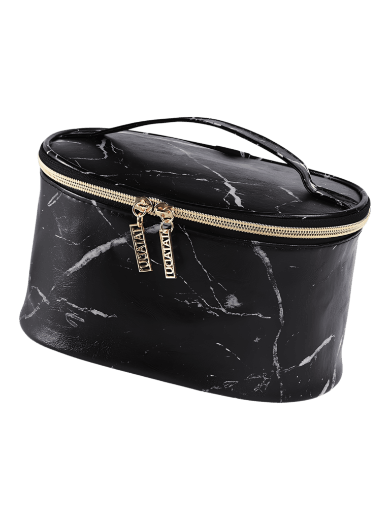 Trousses chic effet marbre noir vanity