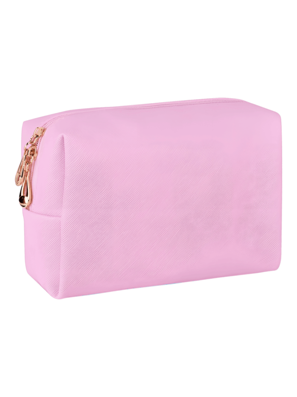 Neceser de maquillaje impermeable, compartimento único, rosa