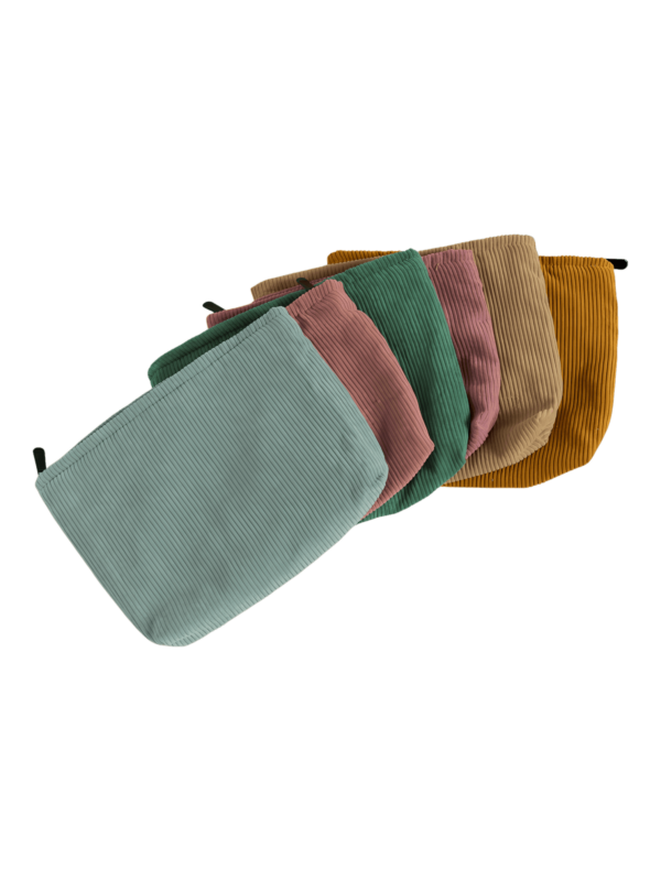 Colorful velvet toiletry bags for women make-up presentation several colors