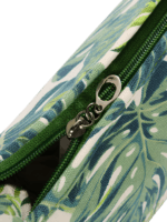 Tropical kits with green foliage motif and close-up zip details Tropical kits with green foliage motif and close-up zip details