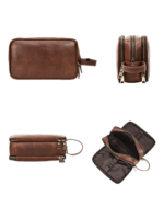 Grande trousse de toilette cuir compartimentée avec bandes élastiques présentation modèle