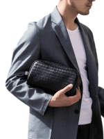 Neceser de viaje de cuero trenzado negro para hombre con un compartimento (5) Neceser de viaje de cuero trenzado negro para hombre con un compartimento (5)