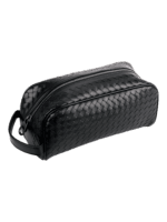 Neceser de viaje de cuero trenzado negro para hombre con un compartimento (8) Neceser de viaje de cuero trenzado negro para hombre con un compartimento (8)