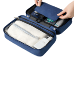 Grande trousse de toilette voyage à suspendre compartimentée démo pliage modèle bleu