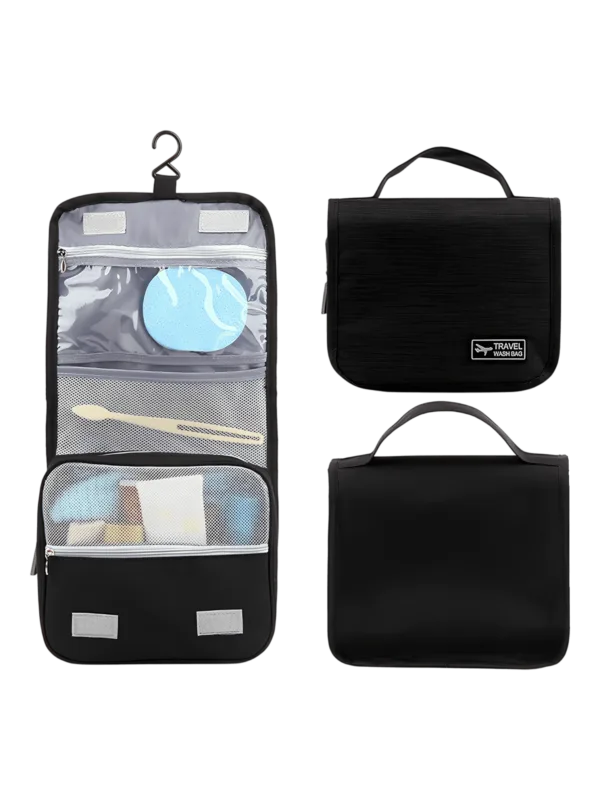 Piccola borsa da viaggio da appendere con scomparti in nero Piccola borsa da viaggio da appendere con scomparti in nero