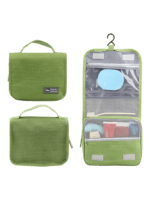 Pequeño neceser de viaje para colgar con compartimentos en color verde Pequeño neceser de viaje para colgar con compartimentos en color verde