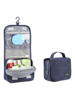 Kleine hangende reistoilettas met compartimenten in blauw Kleine hangende reistoilettas met compartimenten in blauw