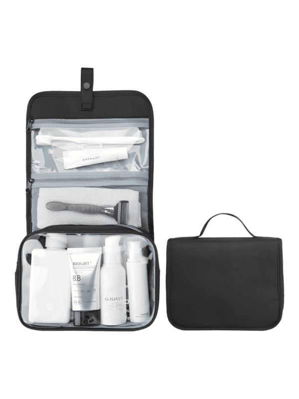 Borsa da toilette nera con chiusura a pressione