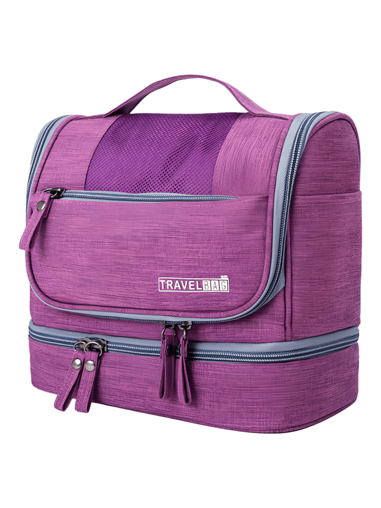 Trousse de toilette multi compartiments pratique à suspendre plusieurs coloris modèle violet