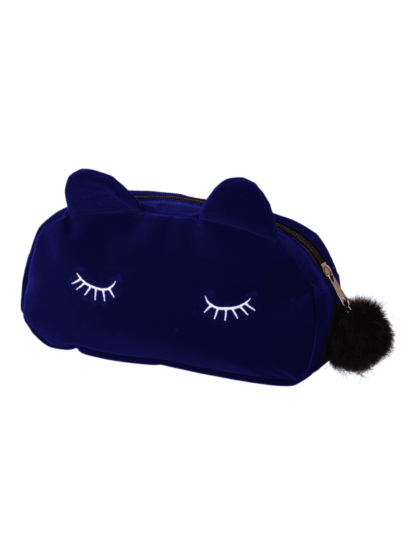 Kleine Schminktasche Katze, Toilette, aus Samt, einfarbig Modell blau