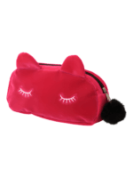 Klein make-up tasje voor kat, toilet, fluweel, effen kleuren, rood model Klein make-up tasje voor kat, toilet, fluweel, effen kleuren, rood model