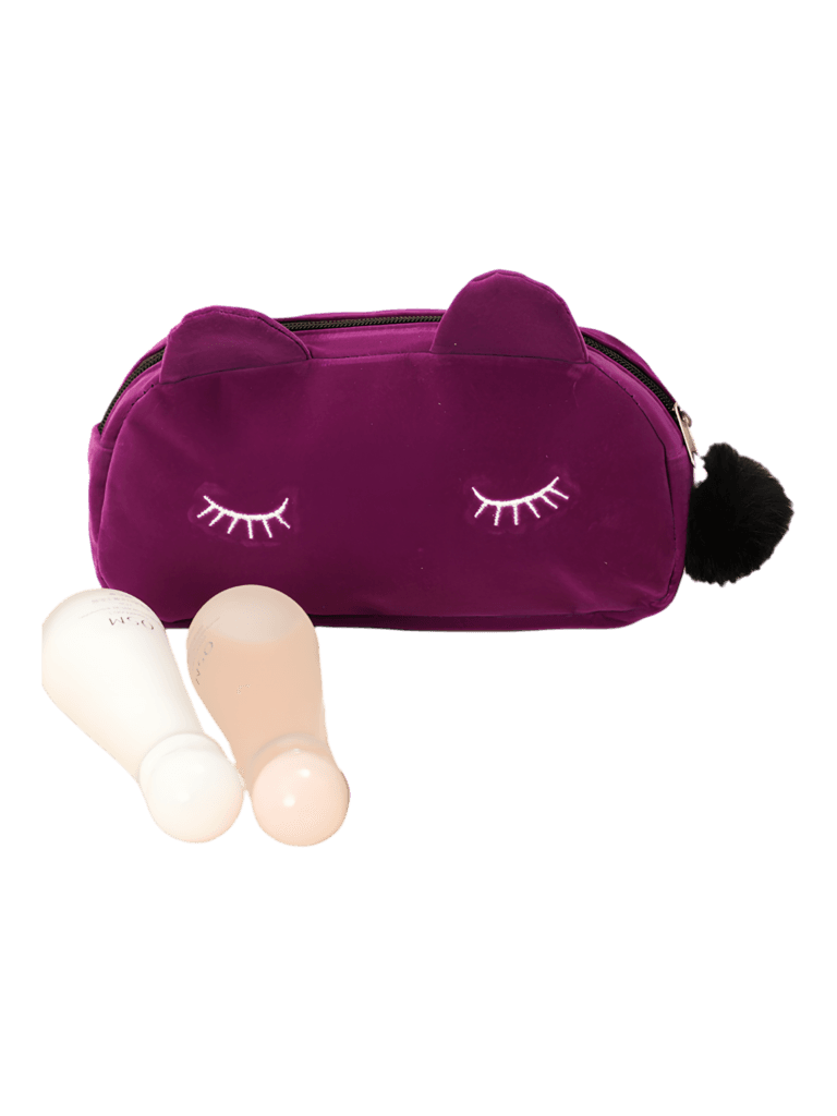 Petite trousse de maquillage chat, toilette, en velours, couleurs unies photo de présentation