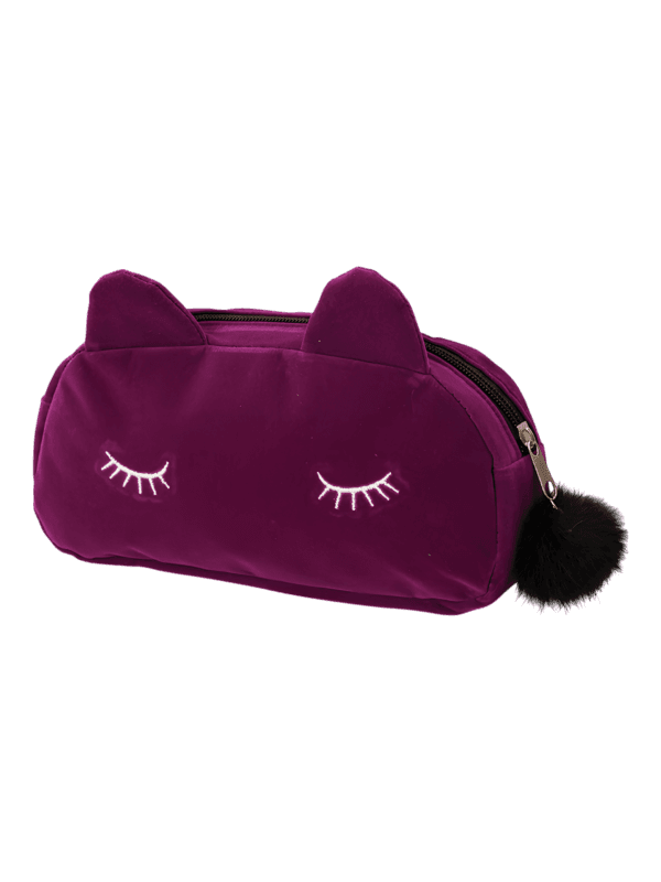 Small make-up bag for cat, toilet, velvet, solid colors purple