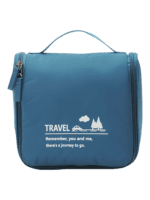 Neceser de viaje pequeño y minimalista, con gancho para colgar, compartimentos, en azul para hombre o mujer
