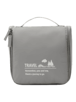 Pequeño neceser de viaje minimalista, con gancho para colgar, compartimentos, para hombre o mujer color gris
