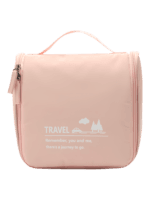 Neceser de viaje pequeño y minimalista, con gancho para colgar, compartimentos, en rosa para hombre o mujer