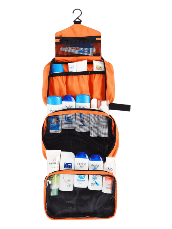 Kit de higiene personal con gancho, para camping, trekking, viajes, para colgar, de lona de paracaídas con compartimentos, grande naranja modelo 1 Kit de higiene personal con gancho, para camping, trekking, viajes, para colgar, de lona de paracaídas con compartimentos, grande naranja modelo 1