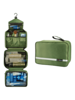 Kosmetiktasche mit Haken, Camping, Trekking, Reisen, zum Aufhängen aus Fallschirmtuch mit Fächern, großes Modell grün Kosmetiktasche mit Haken, Camping, Trekking, Reisen, zum Aufhängen aus Fallschirmtuch mit Fächern, großes Modell grün