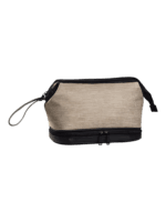 Two-compartment men's toiletry bag, solid color with several beige colors