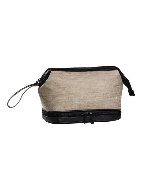 Herren-Necessaire mit zwei Fächern, einfarbig mit mehreren Farben in beige Herren-Necessaire mit zwei Fächern, einfarbig mit mehreren Farben in beige