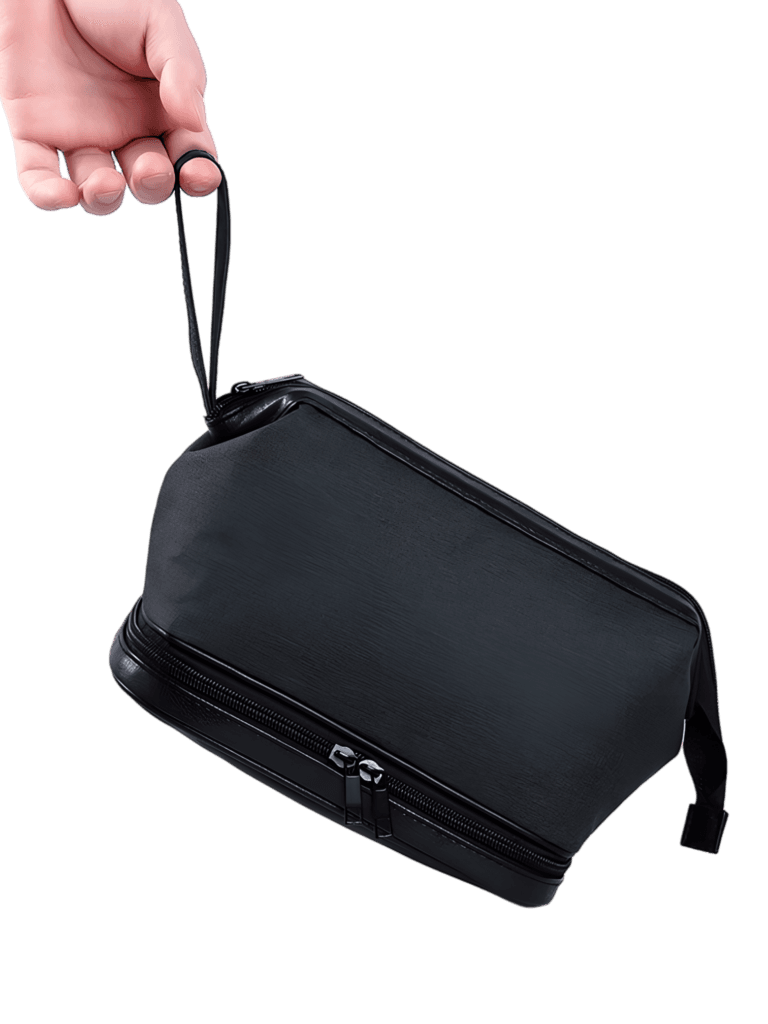 Herren-Necessaire mit zwei Fächern, einfarbig mit mehreren Farben Präsentation Modell schwarz