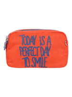 Trousse de toilette femme bonne humeur et pensée positive, plusieurs coloris, deux compartiments modèle orange Trousse de toilette femme bonne humeur et pensée positive, plusieurs coloris, deux compartiments modèle orange