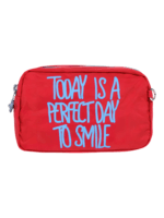 Toilettas voor dames, goed humeur en positief denken, verschillende kleuren, twee compartimenten, model rood Toilettas voor dames, goed humeur en positief denken, verschillende kleuren, twee compartimenten, model rood
