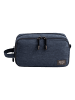Borsa da bagno da uomo con scomparti e tasche interne, monocolore, modello blu Borsa da bagno da uomo con scomparti e tasche interne, monocolore, modello blu