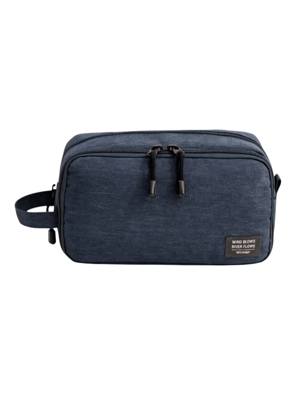 Saco de toucador para homem com compartimentos e bolsos interiores, cor única, modelo azul