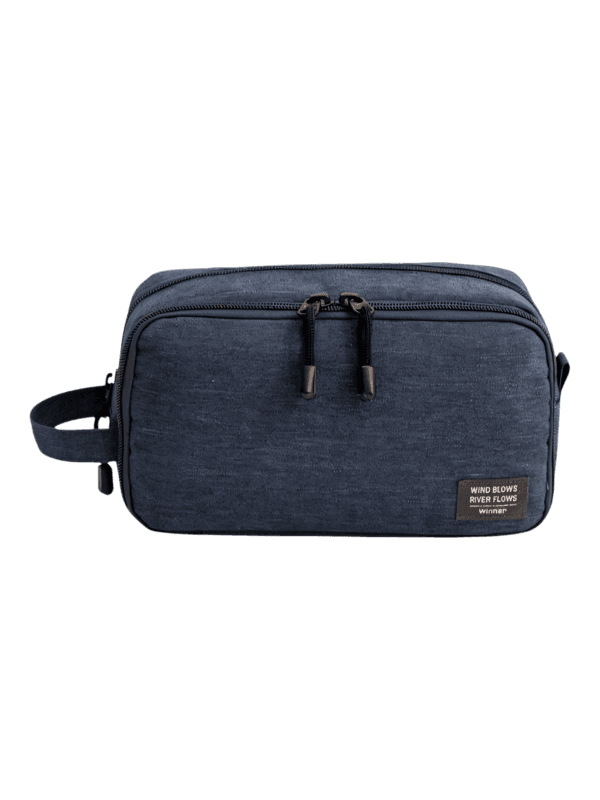 Neceser de hombre con compartimentos y bolsillos interiores, color sólido, modelo azul Neceser de hombre con compartimentos y bolsillos interiores, color sólido, modelo azul