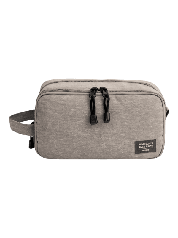 Herren Kulturtasche mit Fächern und Innentaschen, einfarbig, Modell grau