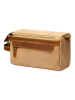 Herentoilettas van canvas en leren inzetstukken, beige model Herentoilettas van canvas en leren inzetstukken, beige model