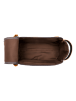 Men's toiletry bag in canvas with leather inserts, interior view Men's toiletry bag in canvas with leather inserts, interior view