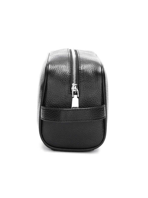 Trousse de toilette en cuir elegante chic couleur noir cote gauche