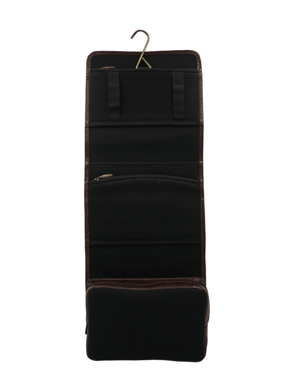 Trousse de toilette en cuir à suspendre voyage avec compartiments et bandes élastiques garde accessoire Trousse de toilette en cuir à suspendre voyage avec compartiments et bandes élastiques garde accessoire