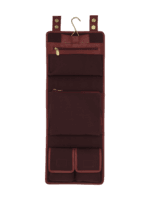 Trousse de toilette maquillage en cuir pour femme à suspendre avec quatre compartiments voyage tannage végétal rouge